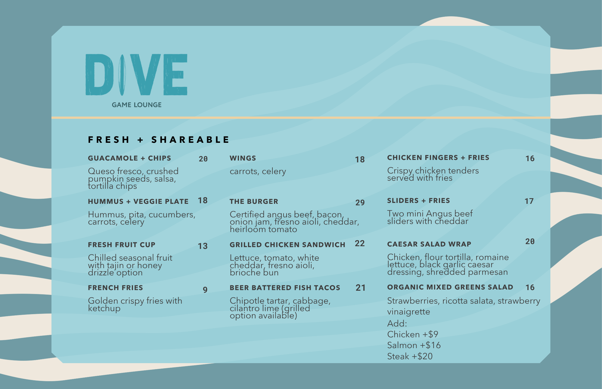 DIVE Game Lounge — Zachari Dunes on Mandalay Beach